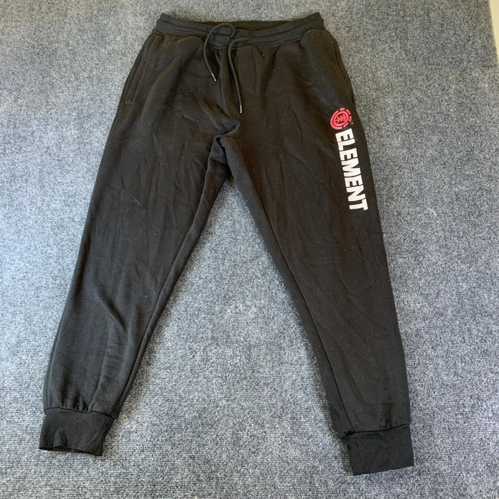 Element Jogger Sweatpants Mens Large Black Excellent Graphic Logo Skate Pants